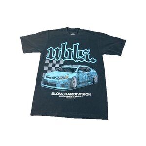 UBLS Slow Car Division Graphic T-Shirt Tee Black Blue Stanced Car Size Small